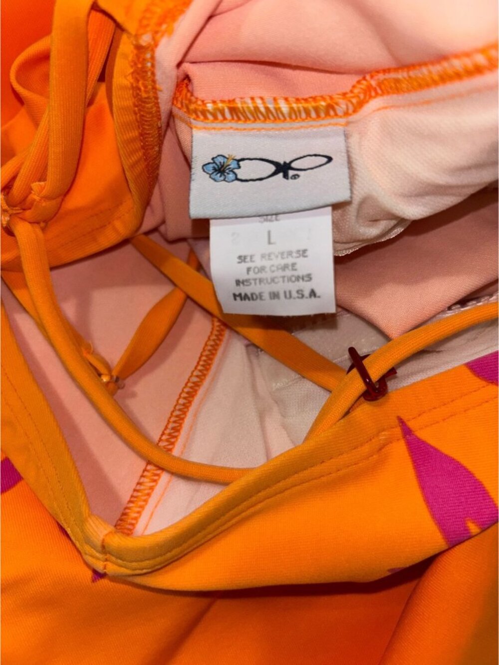 O.P. Large Orange Swim Dress With Adjustable Straps - Picture 2 of 3